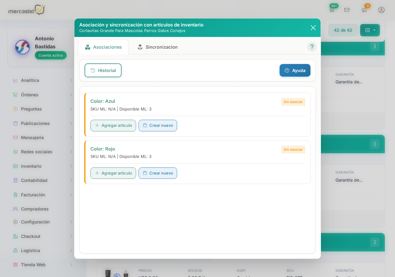 Pestaña de sincronizacion