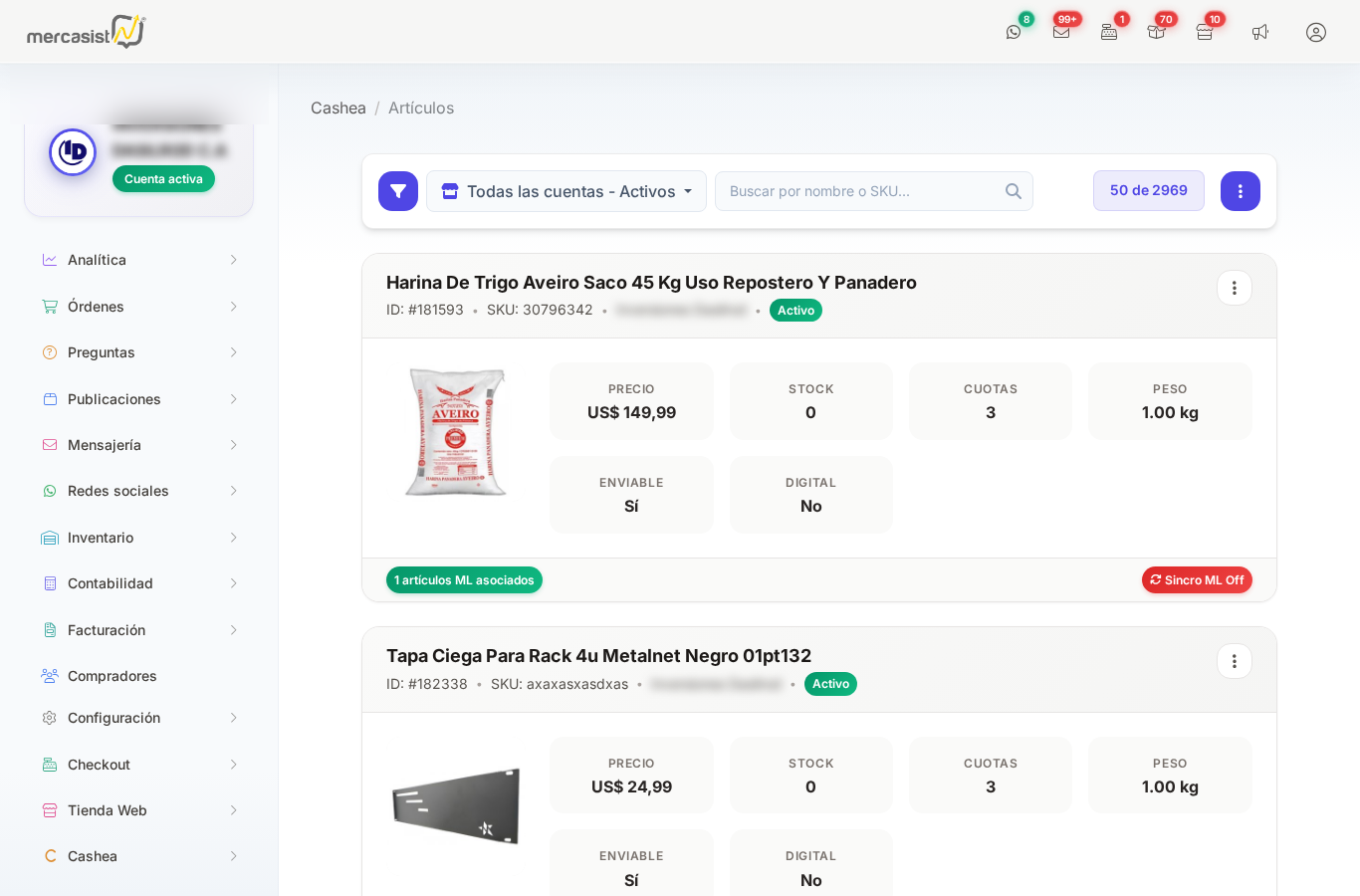 Lista de articulos Cashea