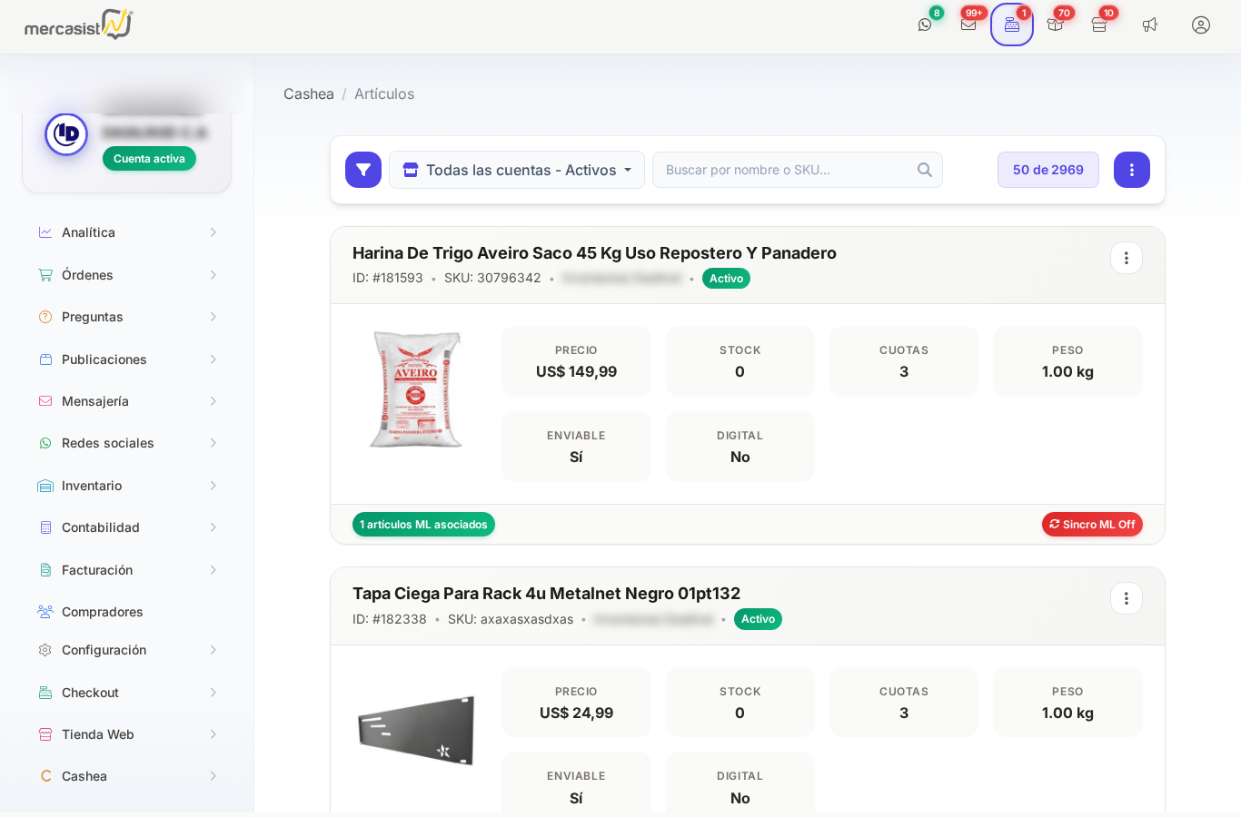 Filtros de articulos