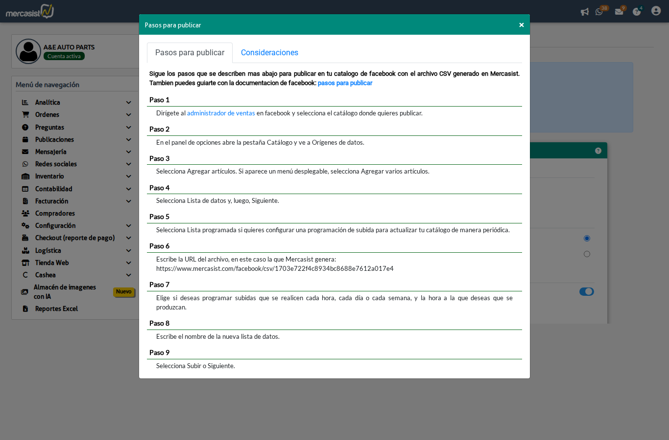 Pasos para publicar en Facebook