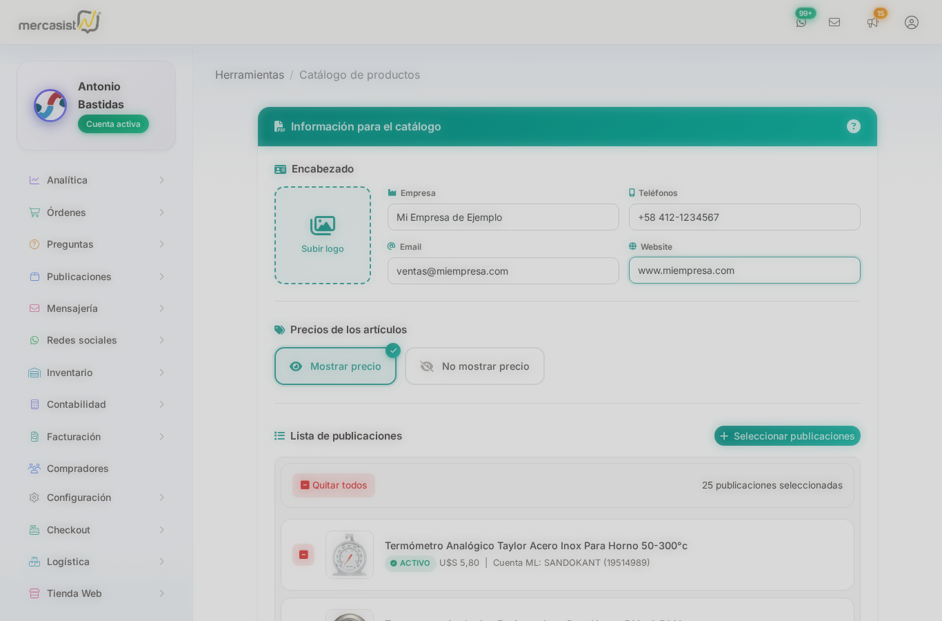 Formulario de encabezado completado