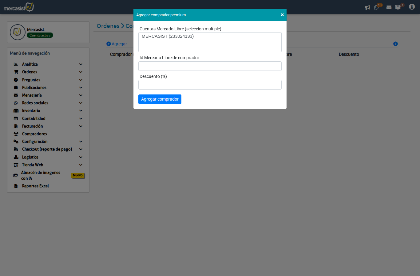Formulario para agregar comprador premium