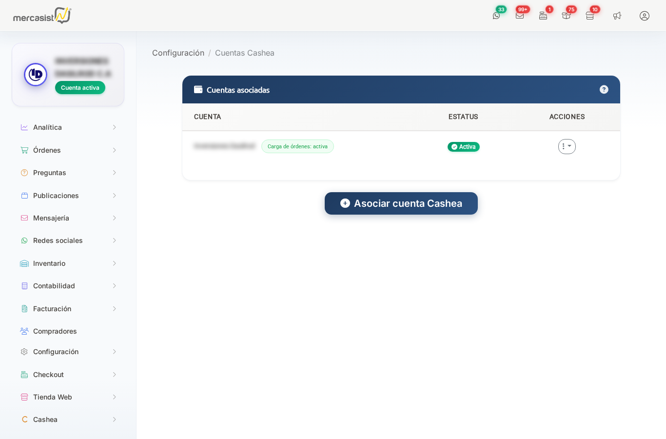 Detalle de cuenta Cashea