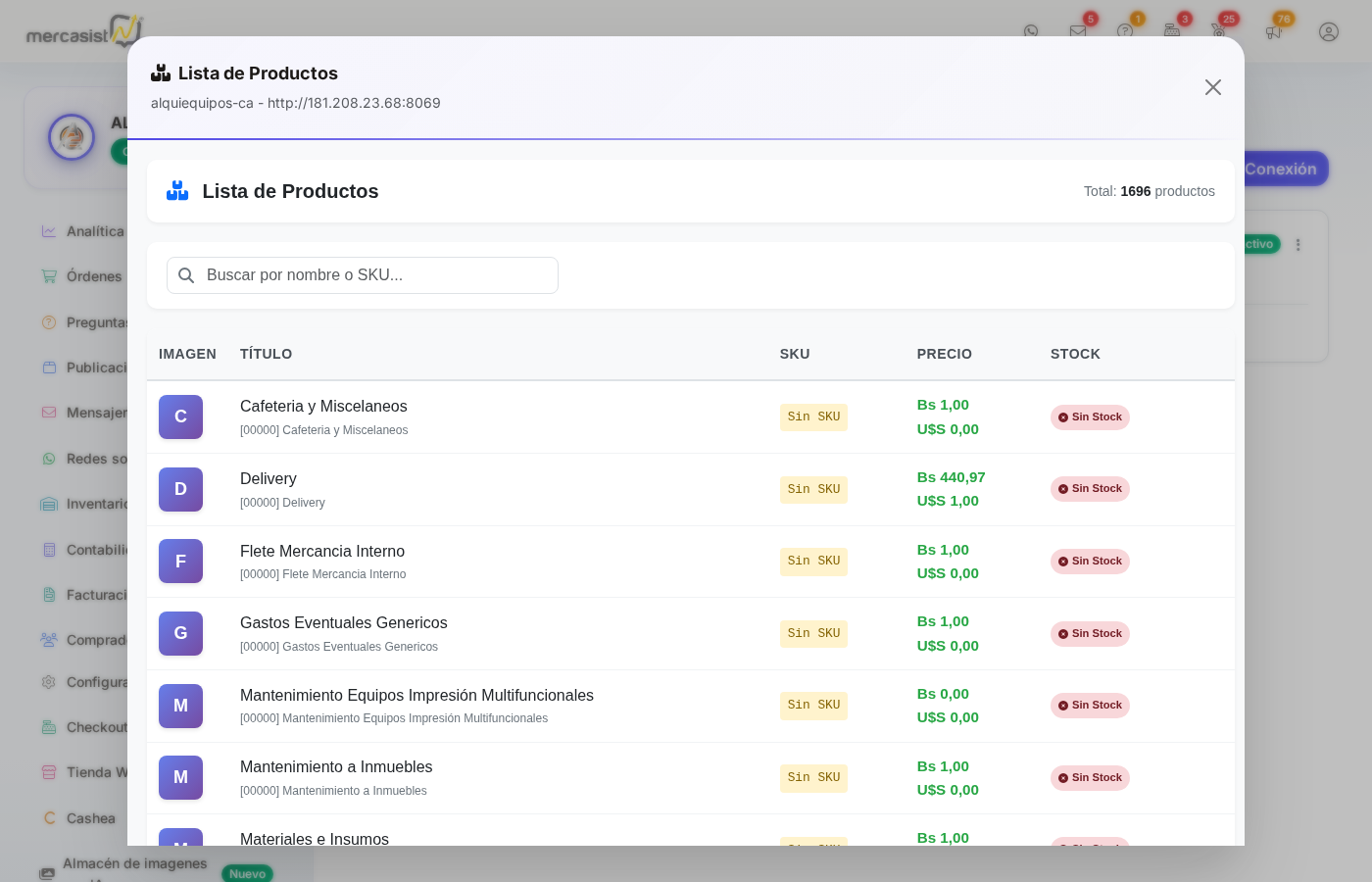 Lista de Productos Odoo
