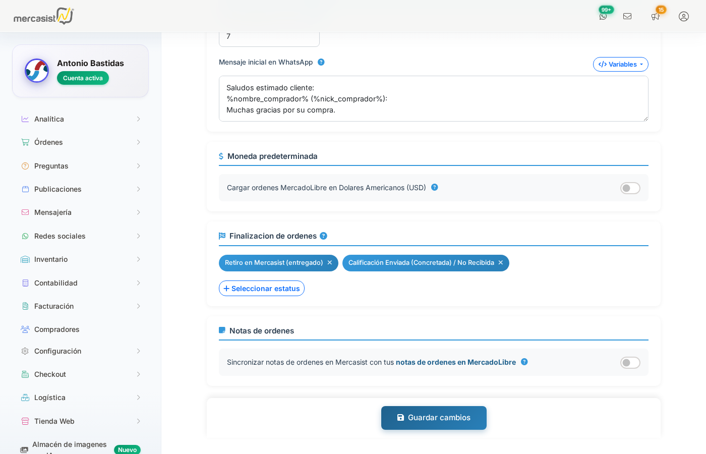 Seccion de Finalizacion de ordenes y Notas