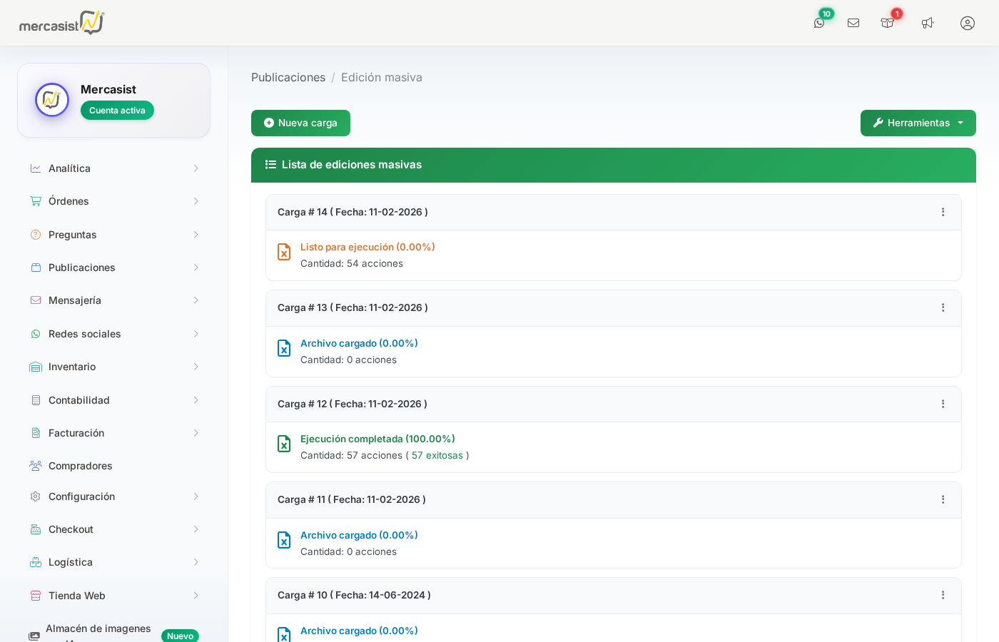 Pagina principal del Editor Masivo