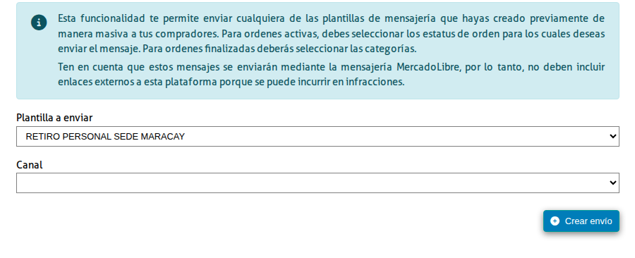 Formulario con plantilla seleccionada