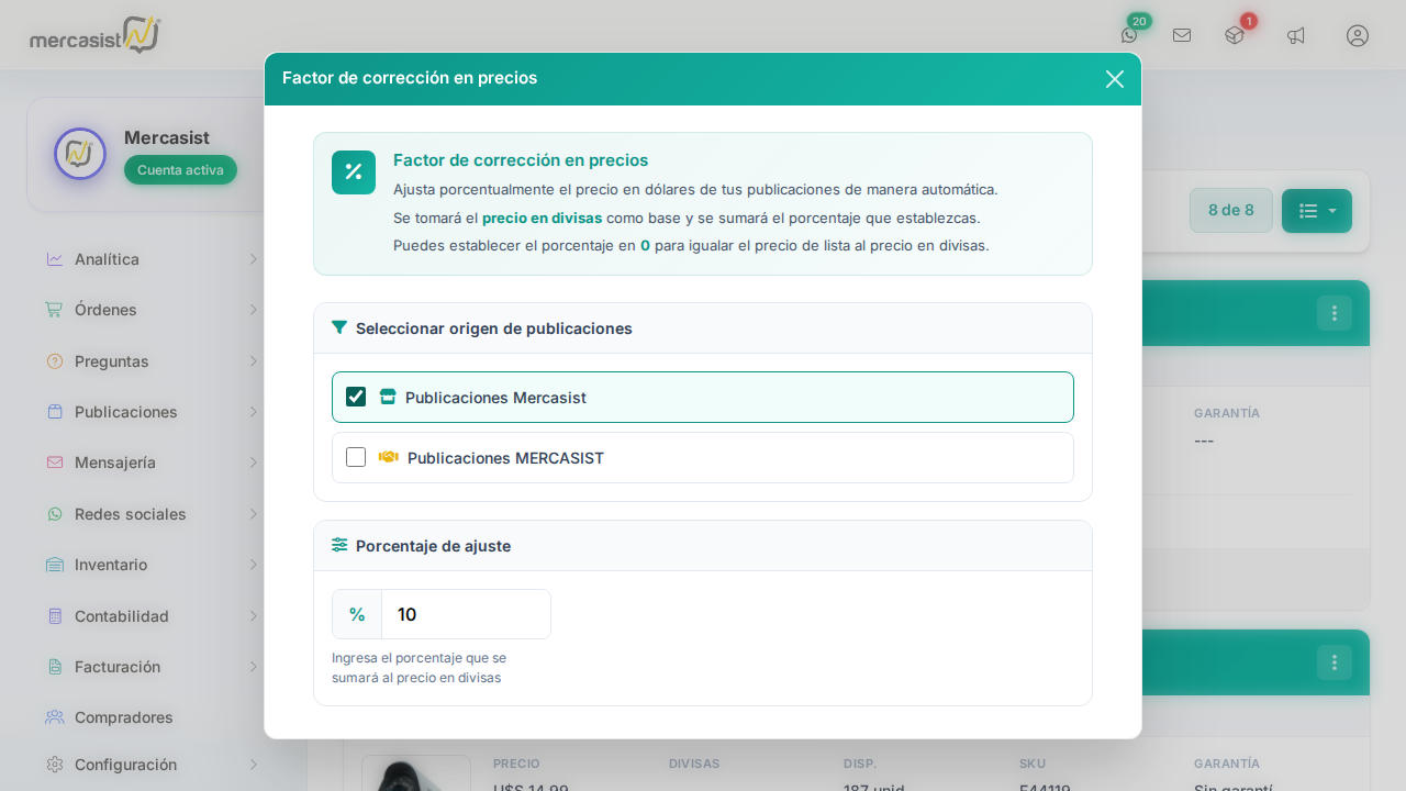 Seleccion de origen Mercasist