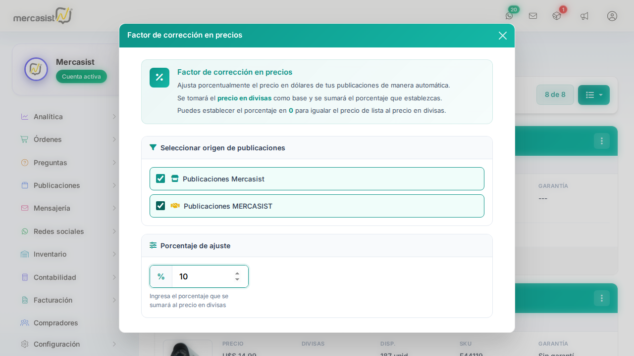 Porcentaje 10% ingresado