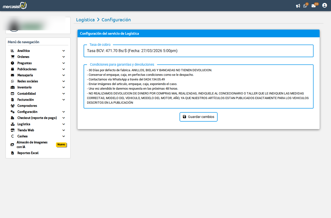 Detalle configuracion