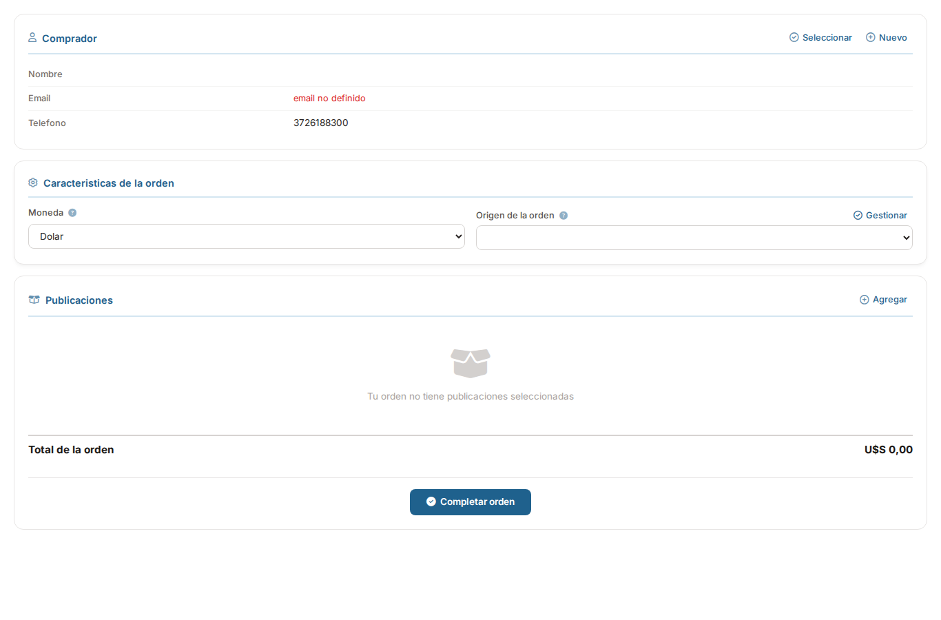 Comprador seleccionado