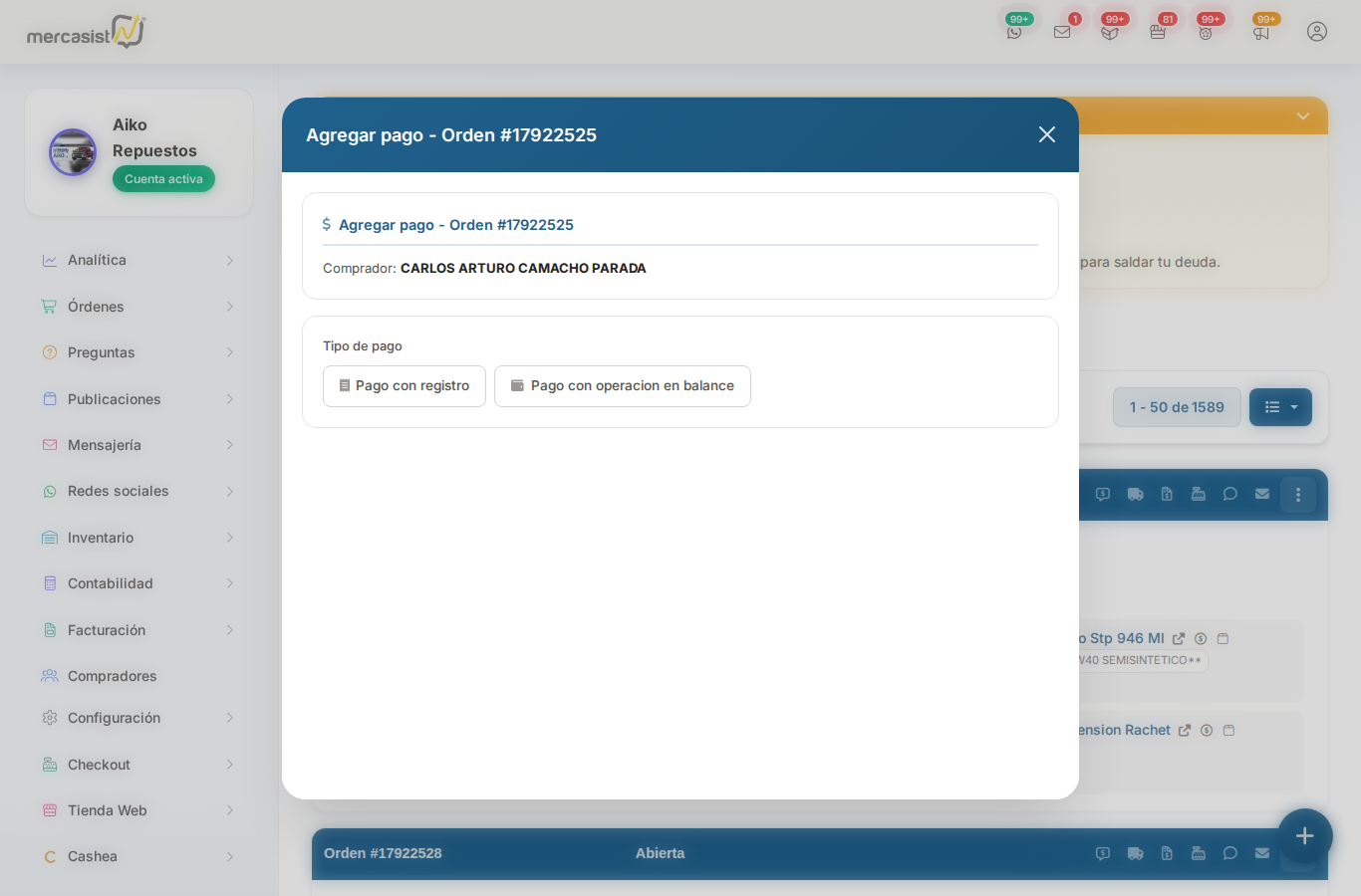 Formulario de agregar pago