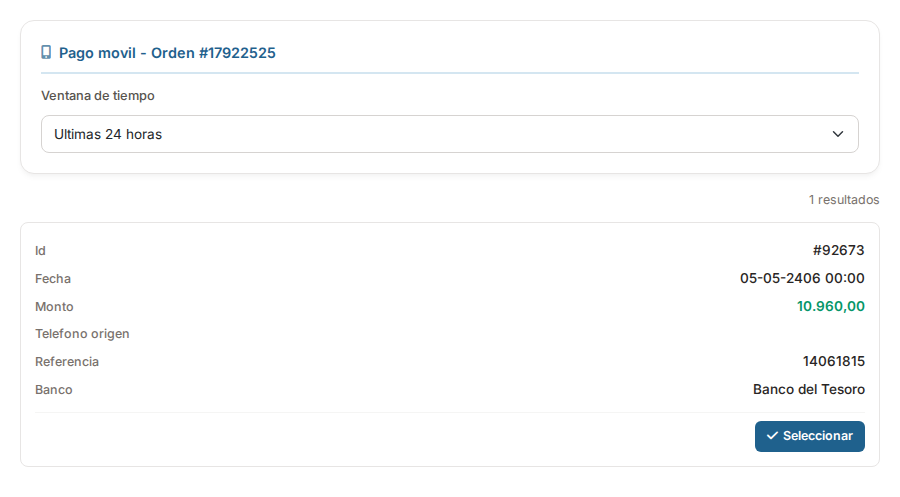 Pagina de pago movil