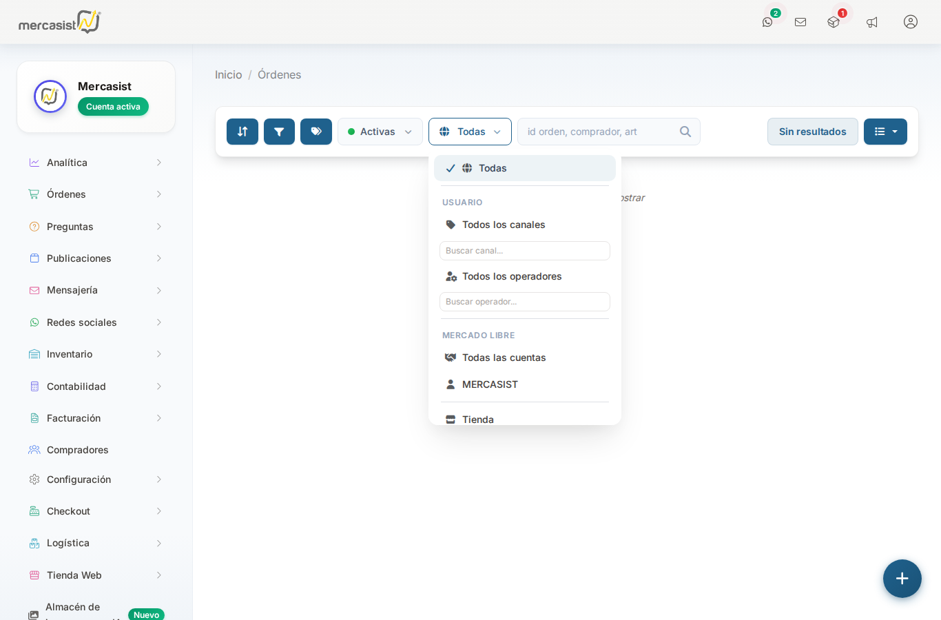 Filtro por canal de venta