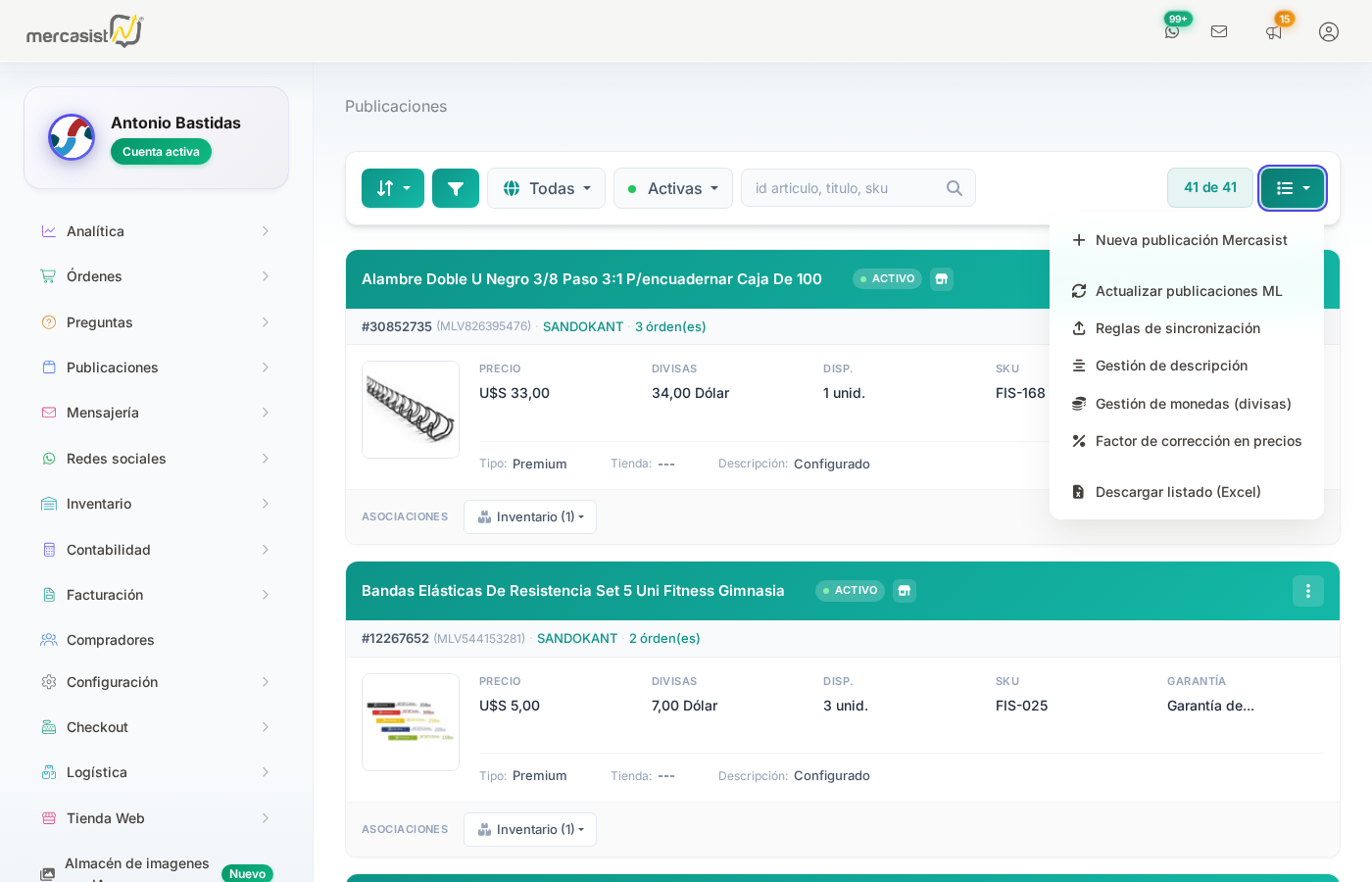 Menu con opcion Reglas de sincronizacion