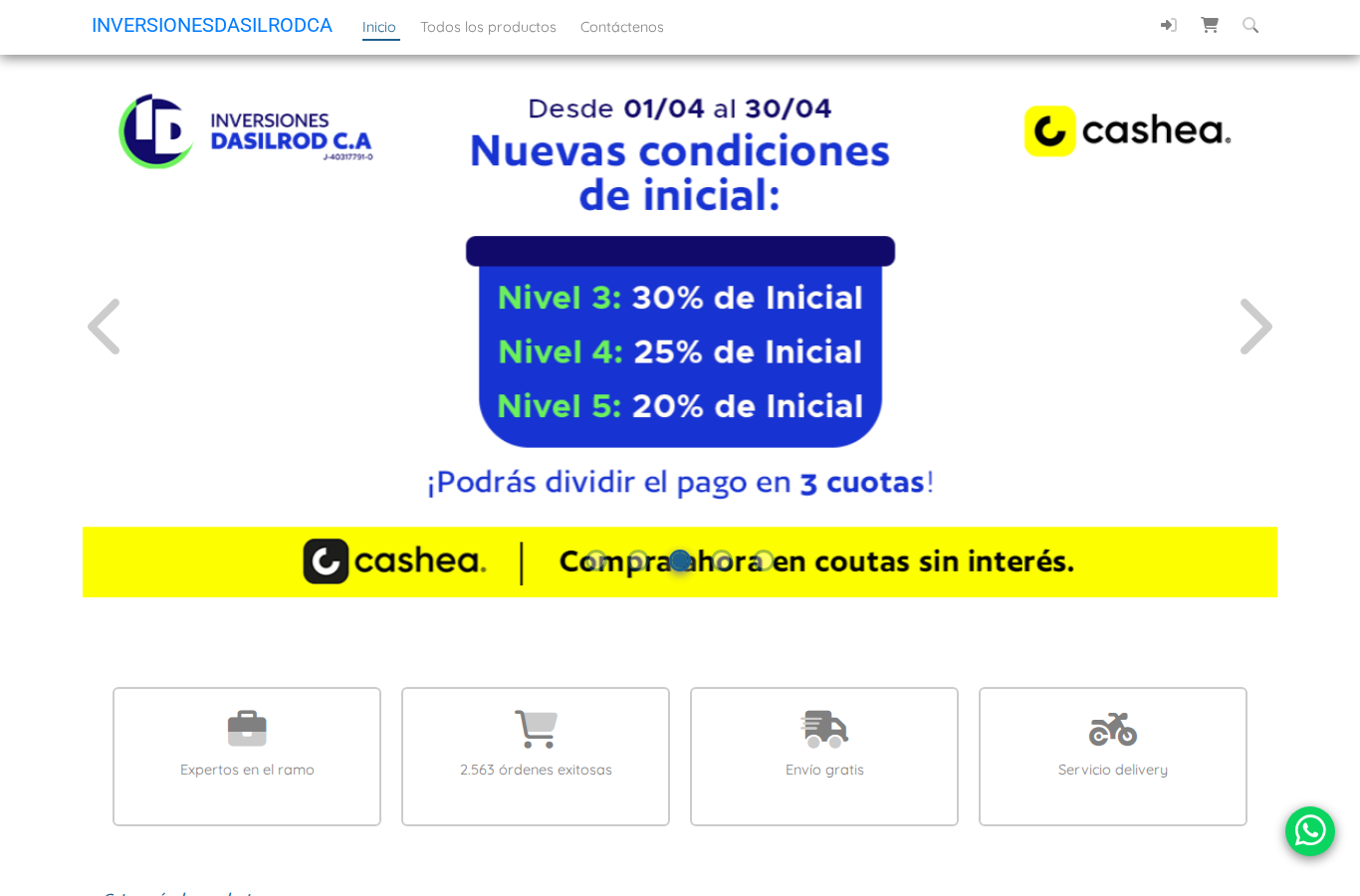 Página de inicio de la tienda