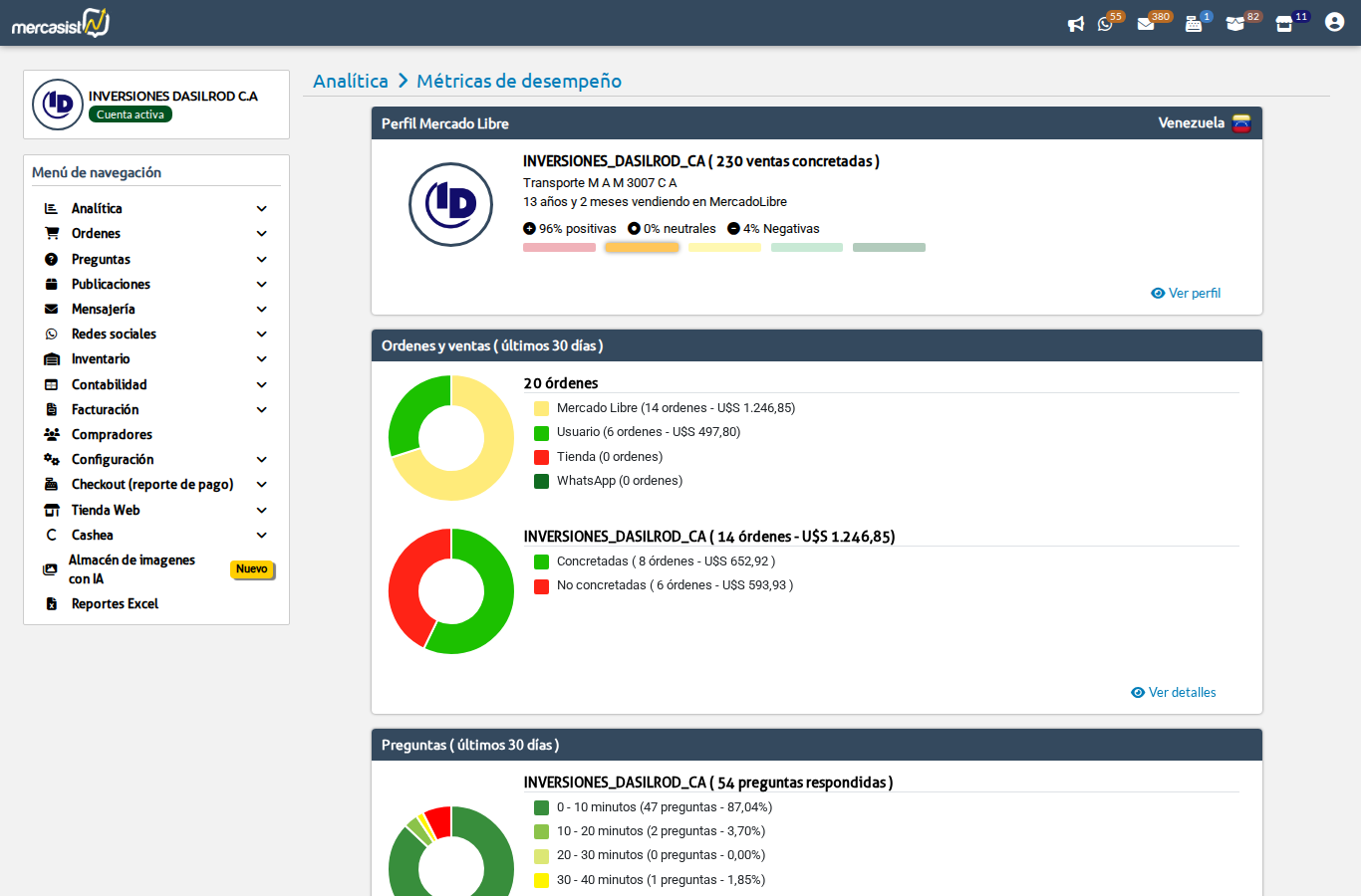 Menú lateral - Checkout